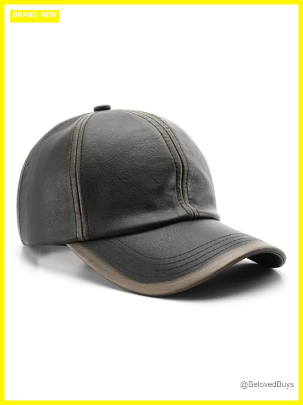 PU Leather Baseball Cap Adjustable Low Profile Dad Hat Vintage Washed Solid